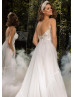Beaded Ivory Lace Tulle Open Back Fairytale Wedding Dress